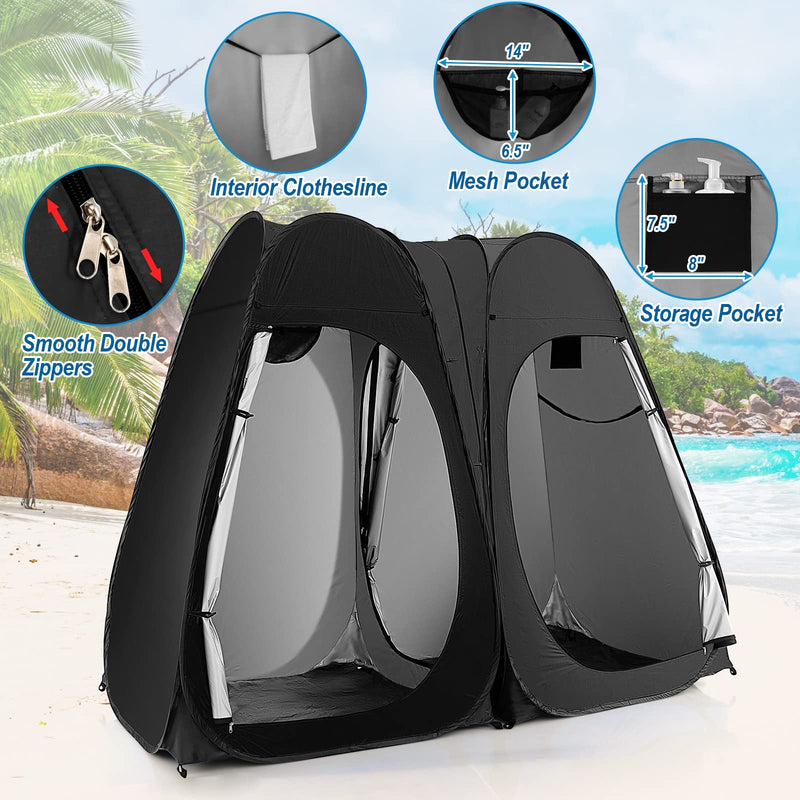 Load image into Gallery viewer, Goplus 2 Room Pop Up Shower Tent, 7.5FT Changing Tent with Ground Stake, Wind Rope, Carry Bag
