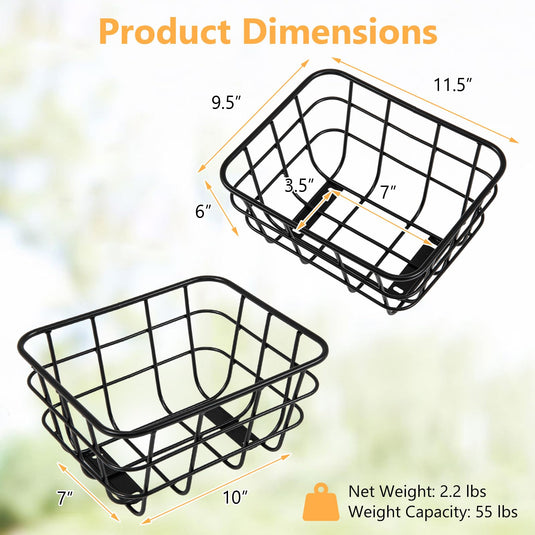 Goplus Ebike Basket Rear, Waterproof Metal Rear Bike Basket, Quick Assemble Bicycle Storage Basket