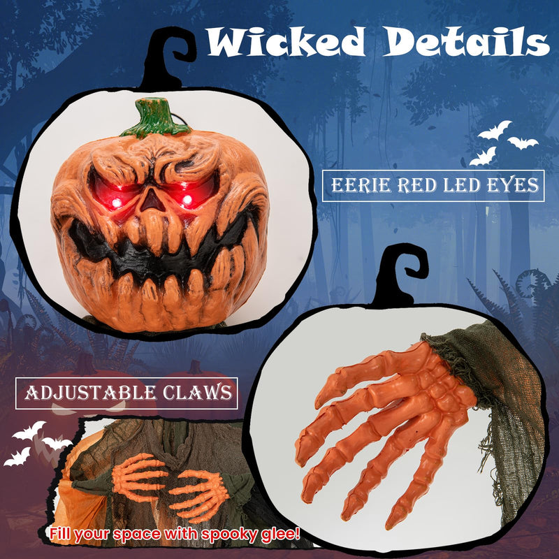 Load image into Gallery viewer, Goplus 6 Ft Hanging Halloween Decoration, Ghost Pumpkin Man with Red LED Eyes &amp; Posable Arms
