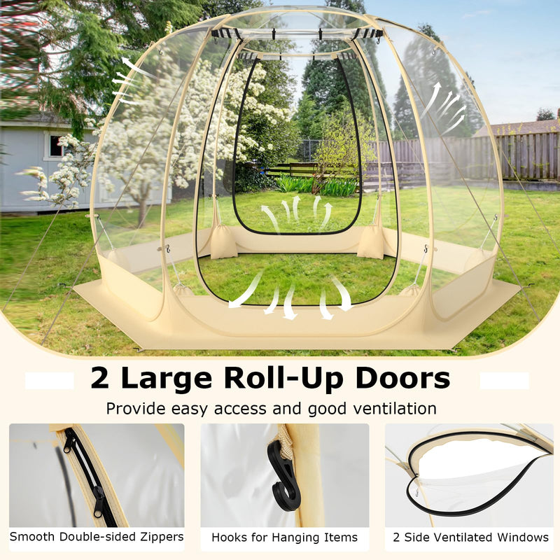 Load image into Gallery viewer, Goplus Pop up Bubble Tent for 6-10 People, 11 x 11 FT Outdoor Instant Tent Dome, Patio Large Oversize Weatherproof Pod
