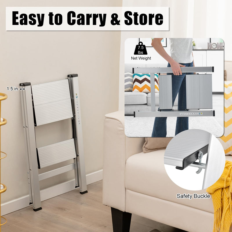 Load image into Gallery viewer, Goplus 2-Step Ladder, Aluminum Folding Step Stool, Load up to 330 LBS
