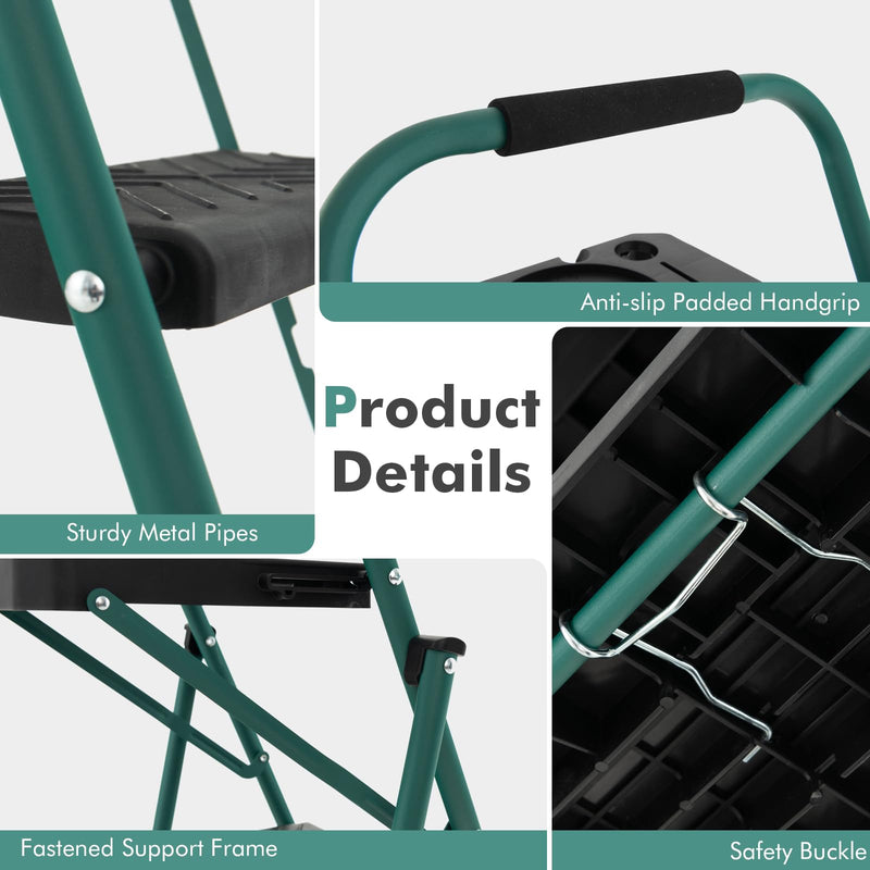 Load image into Gallery viewer, Goplus Folding Step Ladder, 4-Step Ladder w/Tool Tray, Non-Slip Footpads &amp; Pedals
