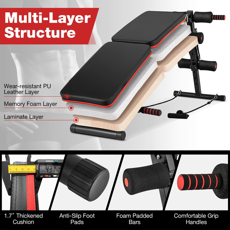 Load image into Gallery viewer, Goplus 7 in 1 Sit up Bench, Foldable Workout Bench w/4 Position Adjustable Height
