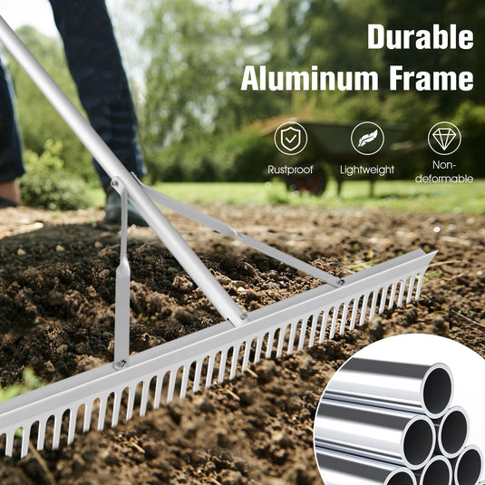 Non Pointed Rake Goplus Landscape Rake 36 Inch, Aluminum Rake Head w/36 Tines and 68
