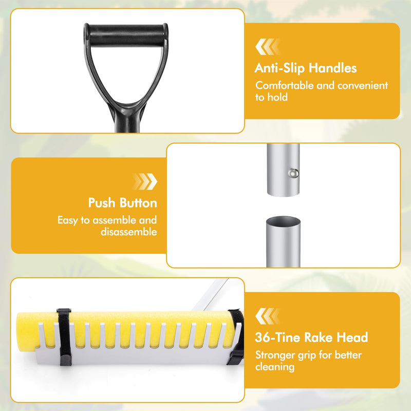 Goplus 36 Inch Pond Rake, Floating Lake Weed Rake Aluminum Collapsible ...