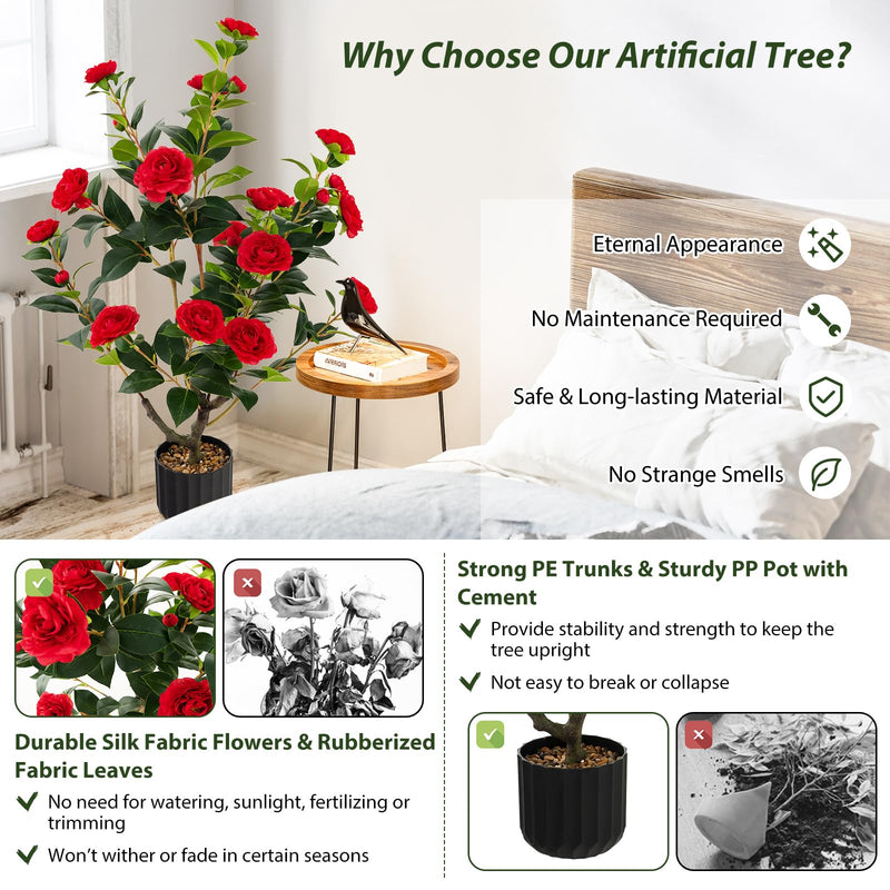 Load image into Gallery viewer, Goplus 38’’ Artificial Camellia Tree
