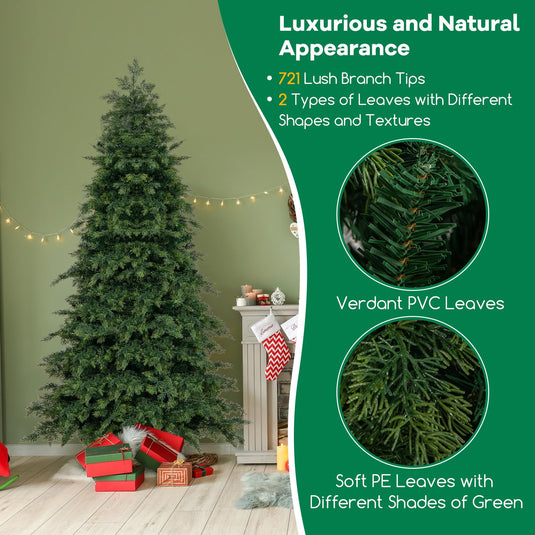 Goplus 6ft Pre-Lit Artificial Christmas Tree with 300 Multicolored & Warm White LED Lights, 11 Modes, Remote Control, 721 PVC & PE Tips