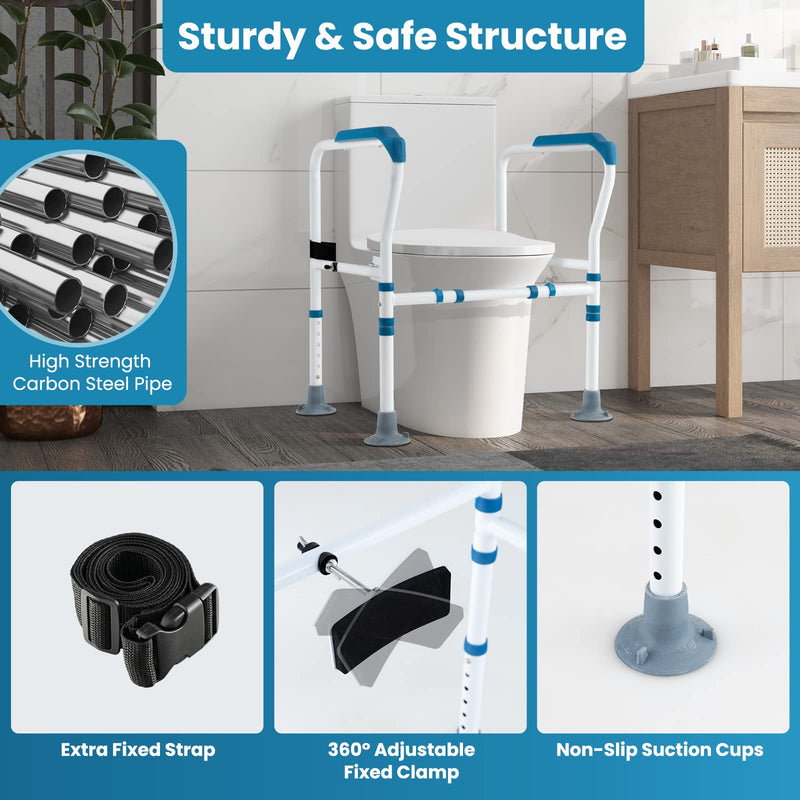 Load image into Gallery viewer, Goplus Toilet Safety Rails, Heavy Duty Toilet Safety Frames &amp; Rails with Handles for Elderly, Handicap and Disabled
