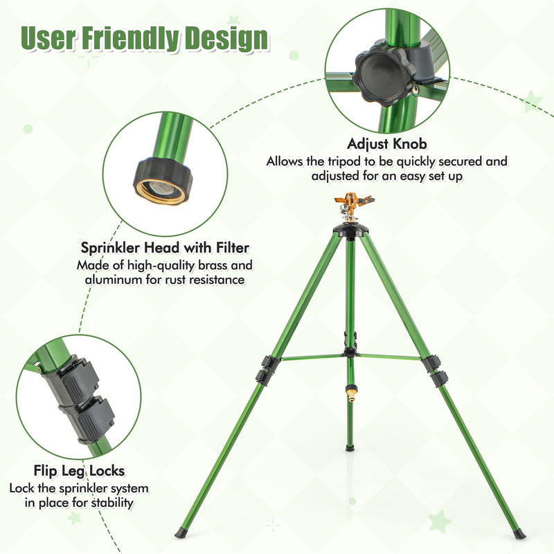 Load image into Gallery viewer, Goplus Tripod Sprinkler 2 Pack, Impact Sprinklers on Tripod Base with 360 Degree, 36-44.6FT Coverage Area, 22.5”-47” Height Adjustment
