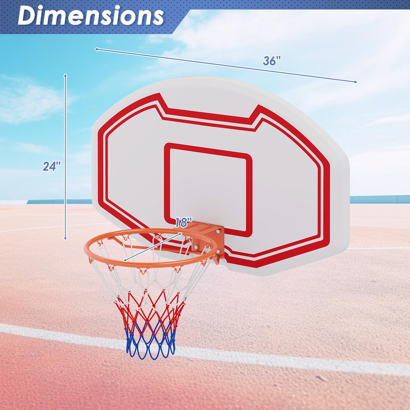 Load image into Gallery viewer, Goplus Large Wall Mounted Basketball Hoop, Indoor Outdoor Basketball Games w/ 36&quot; x 24&quot; Shatter-Proof Backboard
