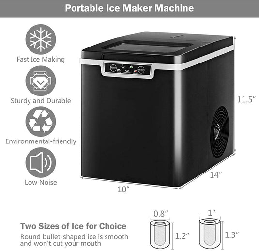 Portable Countertop Ice Maker, 26LBS/24H Mini Ice Cube Machine w/8 Min Processing 9 Cubes