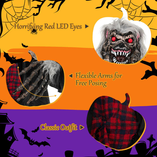 Goplus 8.2 Ft Halloween Animatronics, Sound-Activated Werewolf with Light-up Eyes & Scary Sounds