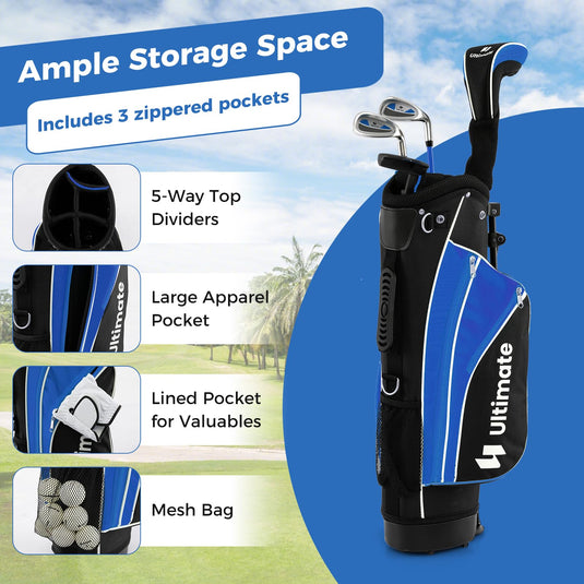 Goplus Junior Complete Golf Clubs Set for Kids, Right Hand Golf Clubs w/Stand Bag, Aged 8-10