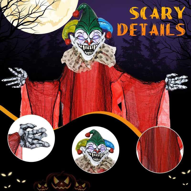 Load image into Gallery viewer, Goplus Hanging Halloween Decoration, 13.1 Ft Hanging Clown with Colorful Eyes &amp; Adjustable Arms
