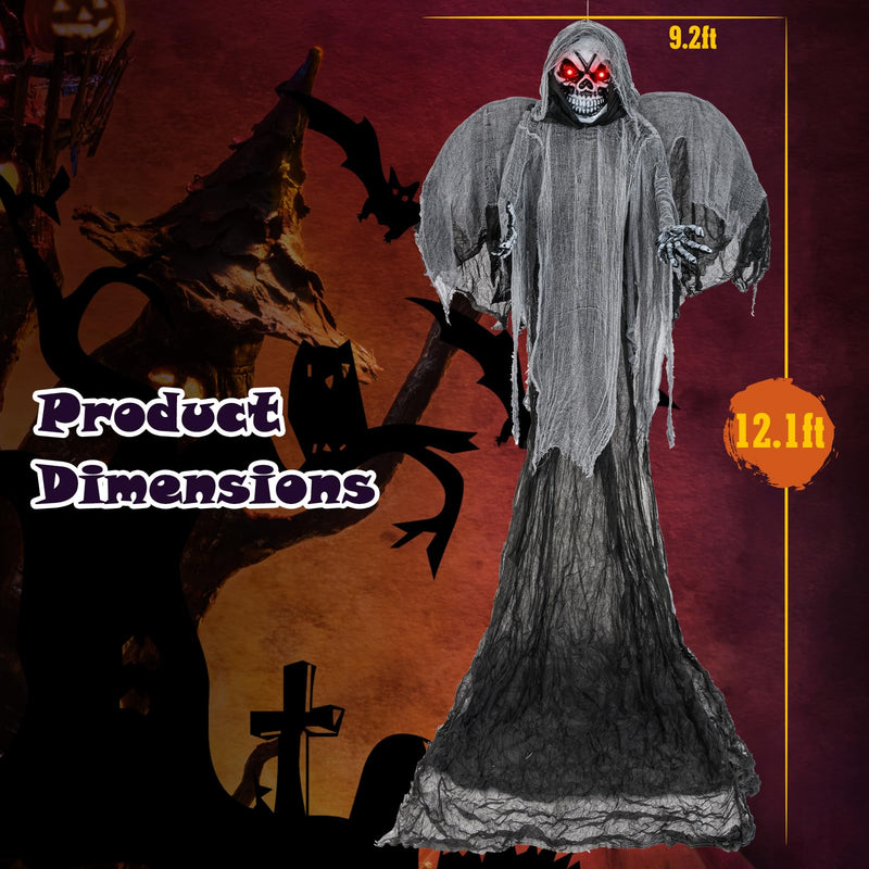 Load image into Gallery viewer, Goplus Hanging Halloween Decoration, 12.1 Ft Skeleton Ghost with Flickering Red Eyes, Scary Sounds
