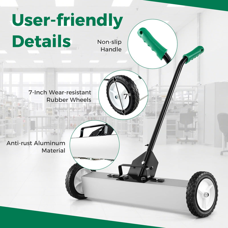 Load image into Gallery viewer, Goplus 24-Inch Magnetic Sweeper with Wheels, 30 LBS Telescoping Rolling Pickup Sweeper with Adjustable Handle
