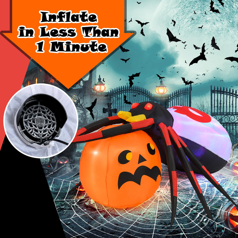 Load image into Gallery viewer, Goplus 5 FT Halloween Inflatable Spider with Pumpkin, LED Lighted Halloween Decoration
