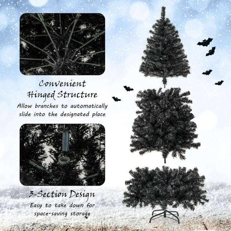 Load image into Gallery viewer, Goplus 6 FT Artificial Halloween Tree, Pre-Lit Black Christmas Tree with Bendable Top Section
