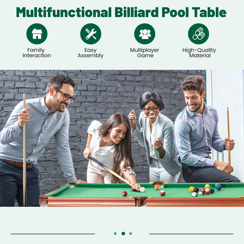 Load image into Gallery viewer, Goplus 55’’ Pool Table Set, Folding Billiards Table 2 Cue Sticks, 16 Balls, 2 Chalks, Triangle, Brush
