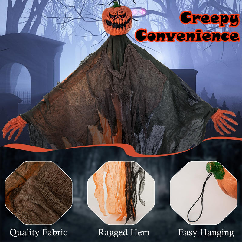 Load image into Gallery viewer, Goplus 6 Ft Hanging Halloween Decoration, Ghost Pumpkin Man with Red LED Eyes &amp; Posable Arms
