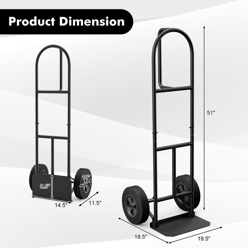 Load image into Gallery viewer, Goplus P-Handle Hand Truck, High Back Sack Barrow with 10&quot; Wheels, Built-in Double Bearings and Foldable Load Plate
