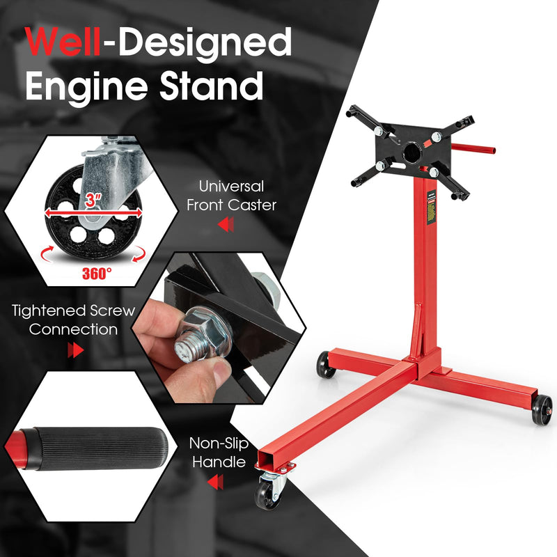 Load image into Gallery viewer, Goplus Engine Stand, 750 LBS (3/8 Ton) Motor Stand with Wheels, 360 Degree Rotating Head &amp; Adjustable Arms
