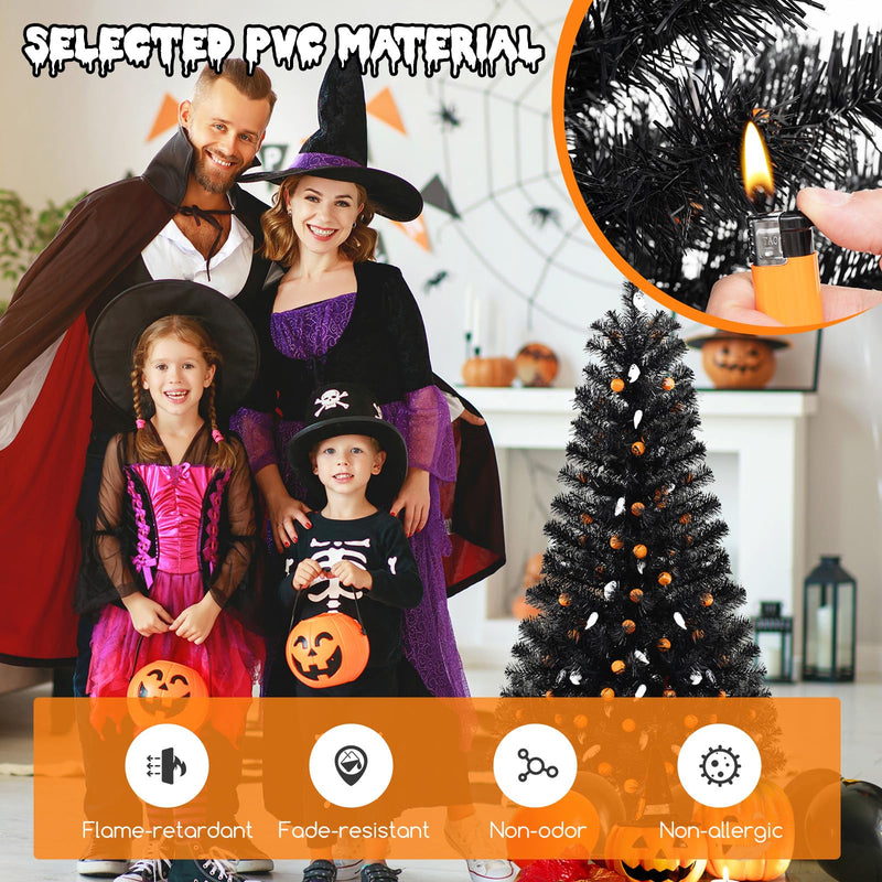 Load image into Gallery viewer, Goplus 4.5 FT Pre-Lit Halloween Tree with 6 Lighting Modes with Spooky Music Sync
