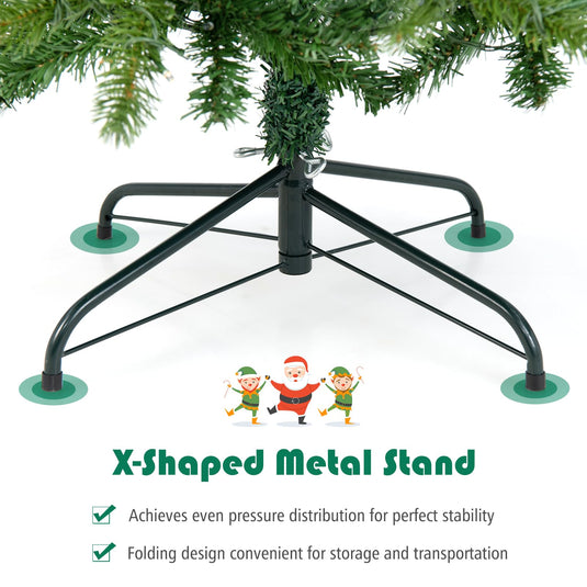 Goplus 5ft Pre-Lit Pencil Christmas Tree, Hinged Artificial Slim Tree with 390 PVC PE Branch Tips