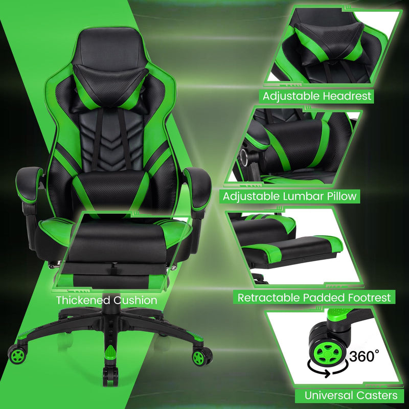 Load image into Gallery viewer, Goplus Gaming Chair, Computer Chair with Footrest and Lumbar Support
