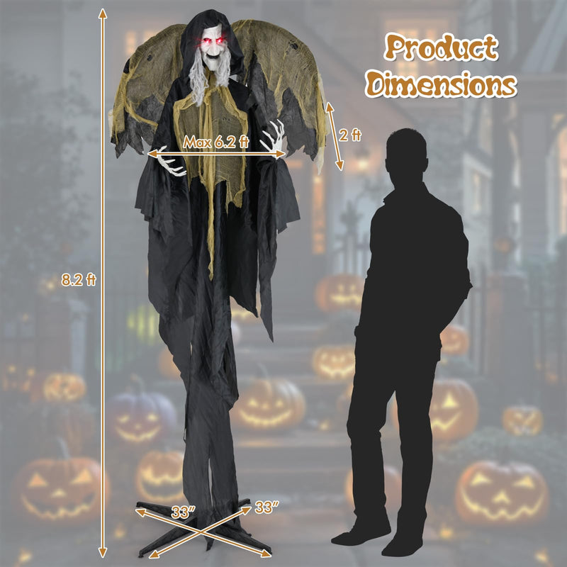 Load image into Gallery viewer, Goplus 8.2 FT Halloween Standing Witch, Poseable Halloween Animatronic Prop with Light up Eyes
