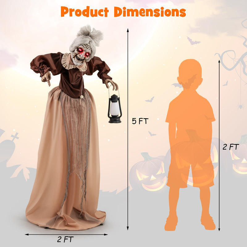 Load image into Gallery viewer, Goplus Halloween Animatronic, Talking Zombie Maid in Lantern
