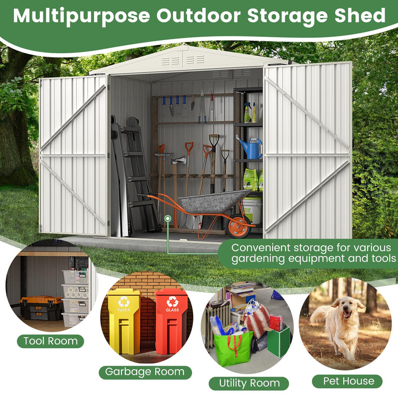 Load image into Gallery viewer, Goplus Metal Outdoor Storage Shed, Snap-on Structures for Efficient Assembly, All-Weather Color Steel Utility Storage House
