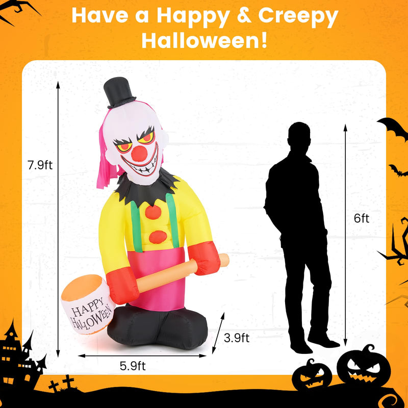 Load image into Gallery viewer, Goplus 8 Ft Halloween Inflatables, Giant Blow up Halloween Clown Decorations with Moving Head
