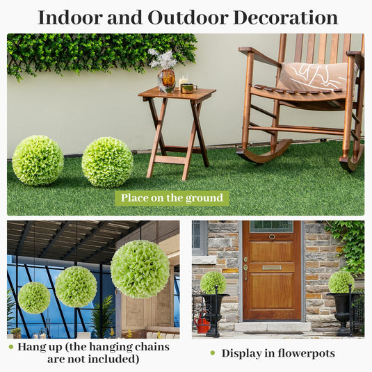 Goplus 11 Inch Topiary Balls Artificial Outdoor Set of 2, Faux Boxwood Ball, Fake Plant Sphere