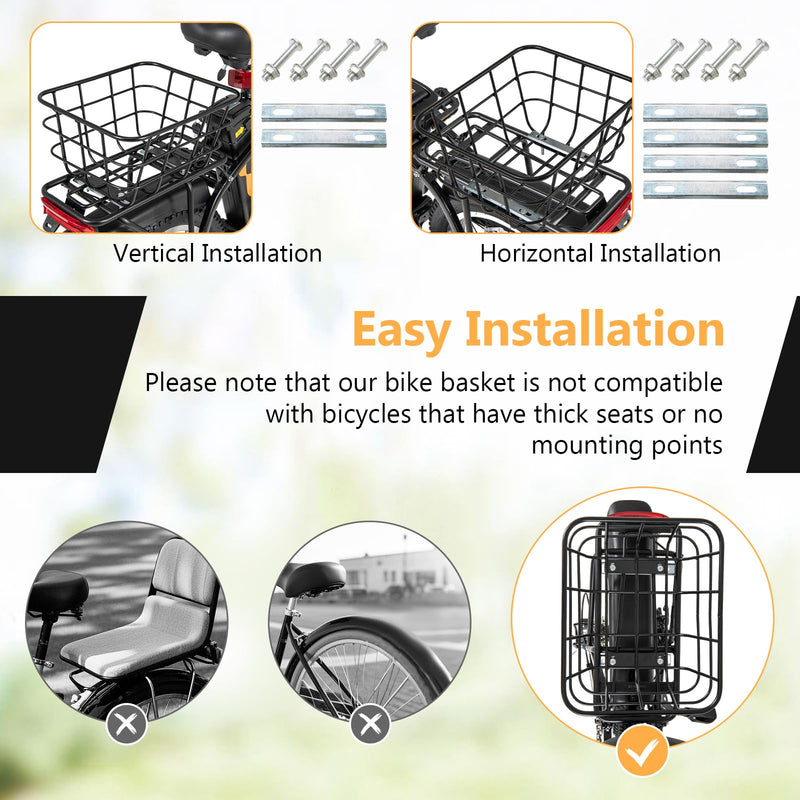 Load image into Gallery viewer, Goplus Ebike Basket Rear, Waterproof Metal Rear Bike Basket, Quick Assemble Bicycle Storage Basket
