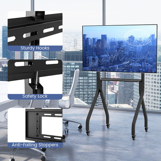 Goplus Mobile TV Stand, Rolling TV Cart for 43”-100” Flat/Curved Screens up to 110 lbs, Max VESA 600 X 400 mm, Black