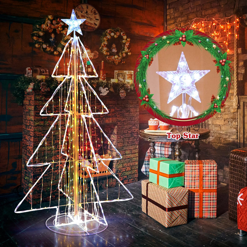 Load image into Gallery viewer, Goplus 5 FT LED Lighted Cone Tree, Indoor &amp; Outdoor Xmas Decoration with Star Topper &amp; Round Base
