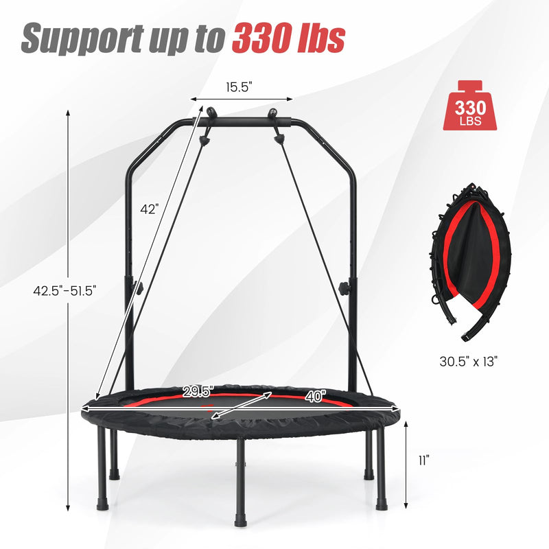 Load image into Gallery viewer, 40&#39;&#39; Folding Fitness Trampoline, Portable Mini Exercise Rebounder
