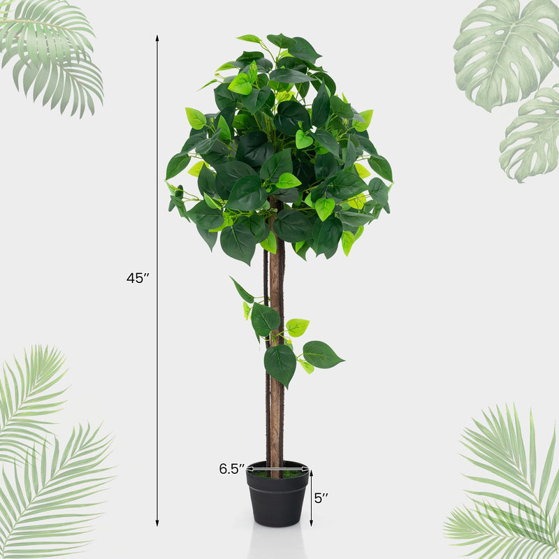 Load image into Gallery viewer, Goplus 45&quot; Artificial Hydrangea Tree, Tall Fake Potted Silk Tree with Real Wood Trunk
