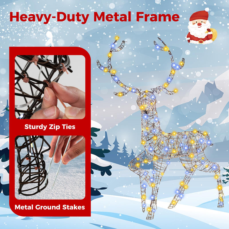 Load image into Gallery viewer, Goplus 4.6 FT Pre-Lit Christmas Reindeer, 3D Buck Decoration with 300 Bright LED Lights
