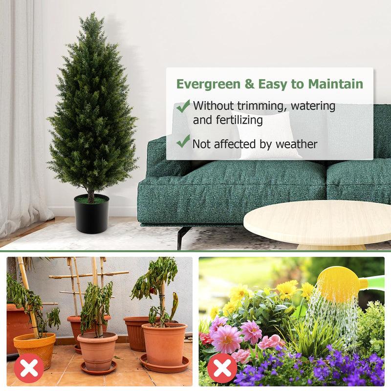 Load image into Gallery viewer, Goplus 3FT Artificial Topiary Cedar Tree, Faux Potted Plants Artificial Cypress Tree with Cement Plastic Pot
