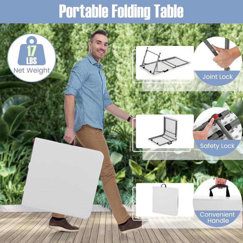 Load image into Gallery viewer, Goplus Portable 4 Foot Plastic Folding Table, 400 LBS Indoor Outdoor Heavy Duty Adjustable Folding Tables with HDPE Tabletop
