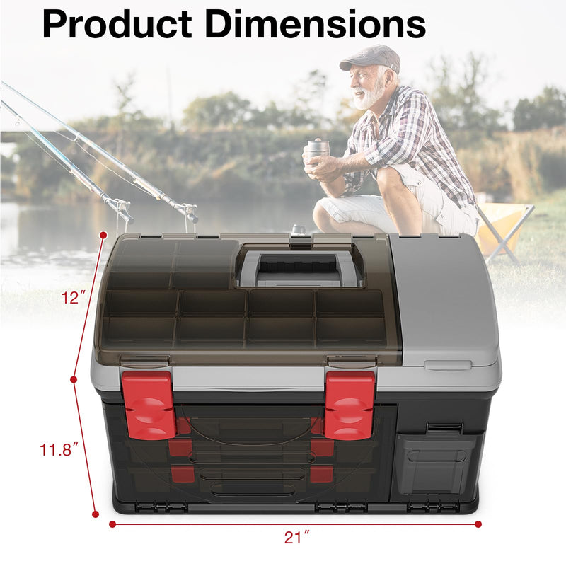 Load image into Gallery viewer, Goplus Large Tackle Box, Portable Fishing Storage, Premium Box for Tackle Storage &amp; Tool Organization
