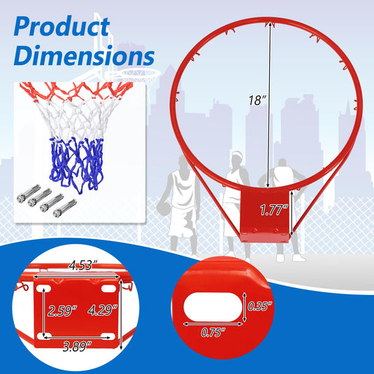 Goplus Replacement Basketball Rim Net, 18inch Portable Basketball Hoop ...