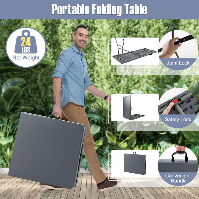 Load image into Gallery viewer, Goplus 6ft Plastic Folding Table, 350 LBS Outdoor Heavy Duty Folding Tables with HDPE Tabletop
