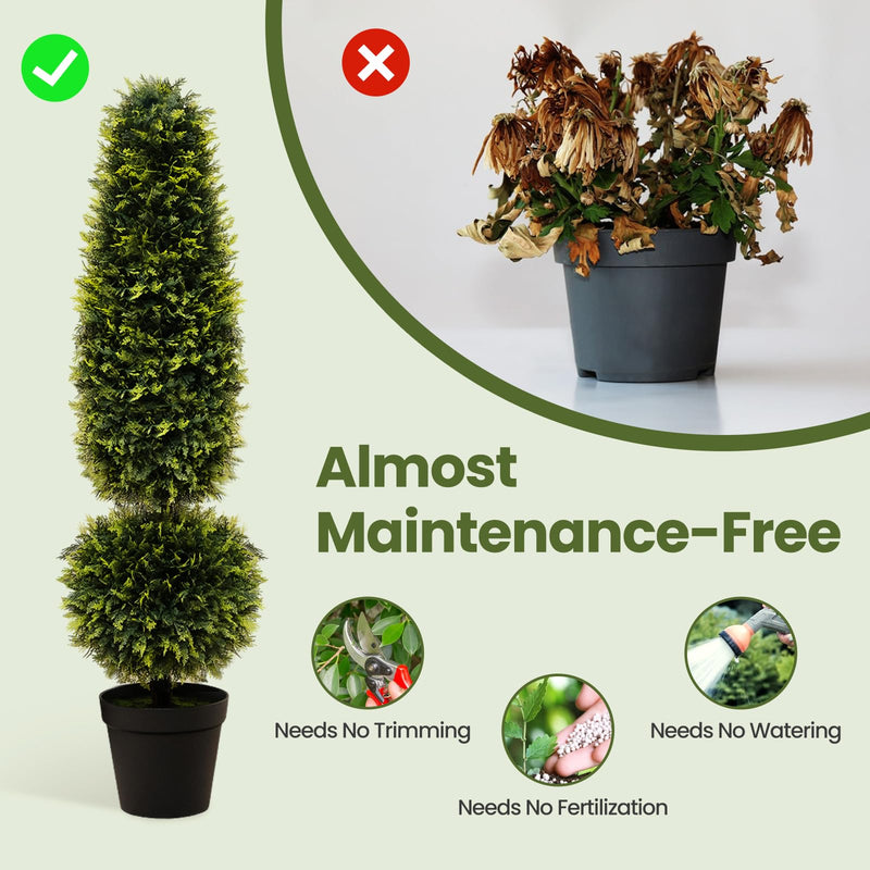 Load image into Gallery viewer, Goplus 4FT Artificial Boxwood Topiary Tree, Faux Potted Plants with Natural Vines
