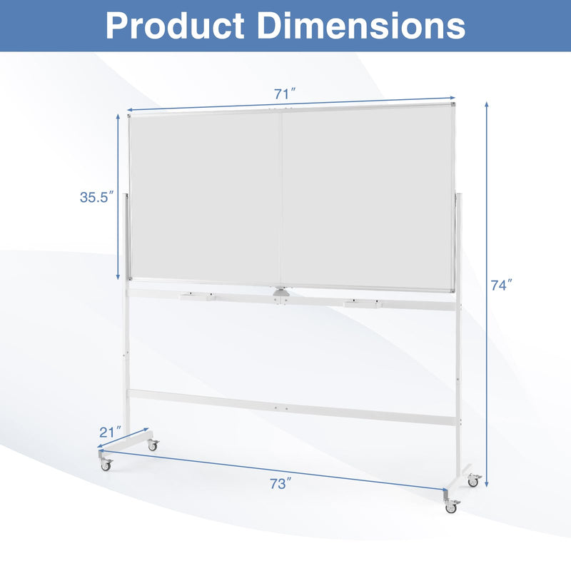 Load image into Gallery viewer, Goplus Rolling Whiteboard on Wheels, 70&quot; x 35&quot; Double-Sided Magnetic Whiteboard with Stand and Aluminum Alloy Frame
