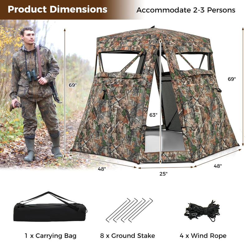 Load image into Gallery viewer, Goplus Camouflage Hunting Blind, One-Way See-Through Hunting Tent w/360° Viewing Range
