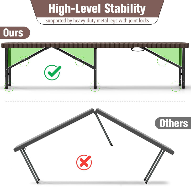 Load image into Gallery viewer, Goplus 6 Feet Plastic Folding Bench, Portable Foldable Bench Seat with 1320 LBS Capacity, for Outside Picnic Party Camping Dining Soccer Events
