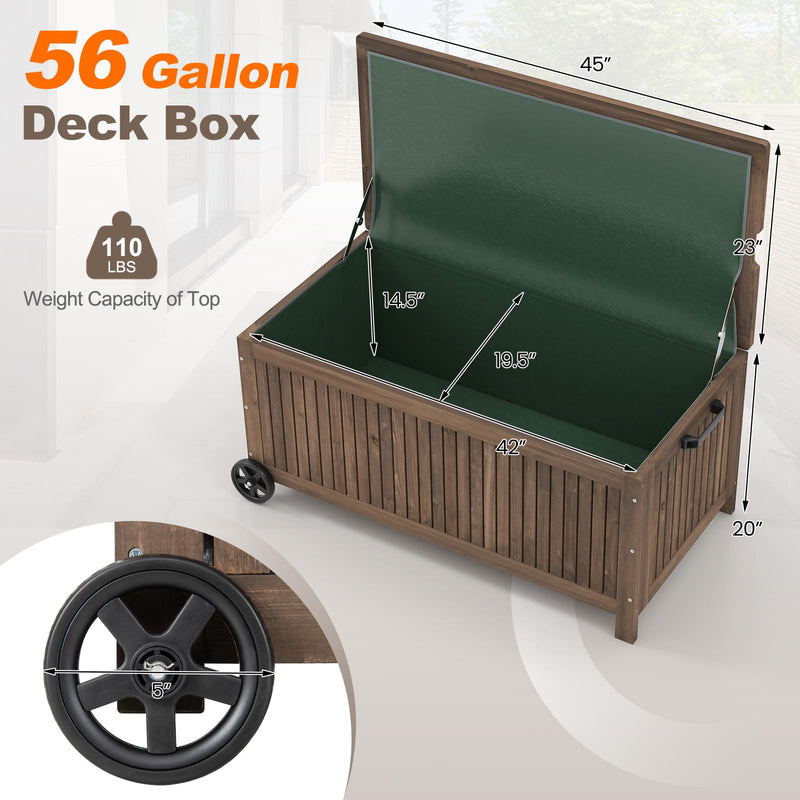 Load image into Gallery viewer, Goplus 56 Gallon Wooden Storage Box, Fir Wood Patio Storage Bench with Removable Waterproof PE Liner
